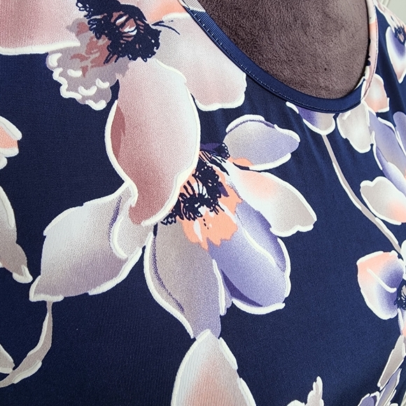 Espresso Womens Dress Floral Pink Blue Bell Sleeve Shift Boho Casual Stretch M - Picture 4 of 14